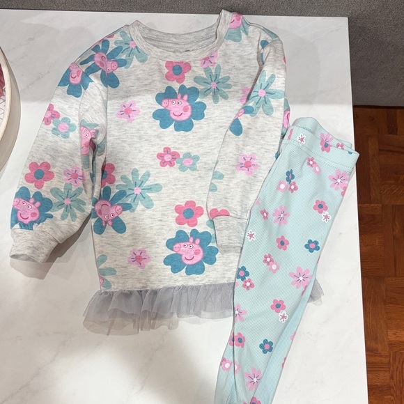 Peppa Pig Other - Peppa Pig Gray, Light Blue & Pink Floral Set